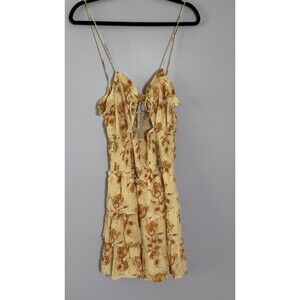 Sabo Australia Yellow and Orange Floral Strappy Dress Cut Out‎ Detail Size M